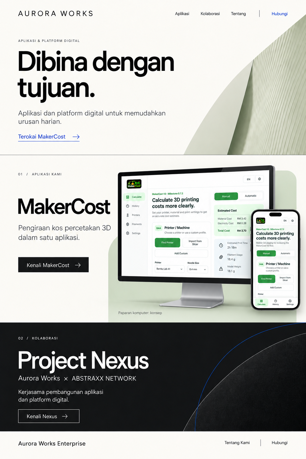 MakerCost pada komputer dan telefon